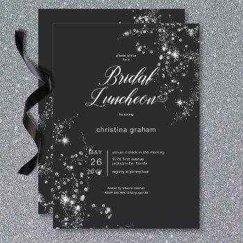 modern black & white glam diamonds bridal luncheon invitation