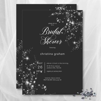 modern black & white glam diamonds bridal shower invitation