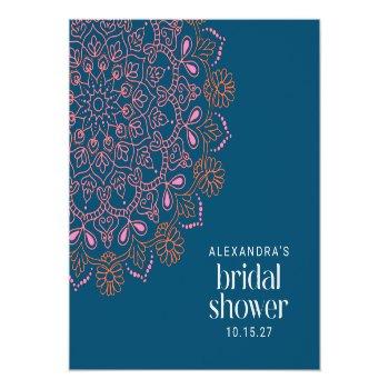 Modern Bohemian Blue Mandala Bridal Shower Custom  Napkins Front View