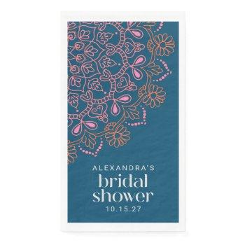 modern bohemian blue mandala bridal shower custom paper guest towels