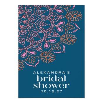 Modern Bohemian Blue Mandala Bridal Shower Custom Paper Guest Towels Front View