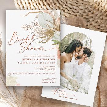 modern boho calligraphy script bridal shower invitation