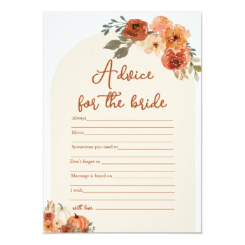 Modern Boho Fall Pumpkin Advice For The Bride Game Invitation Front View