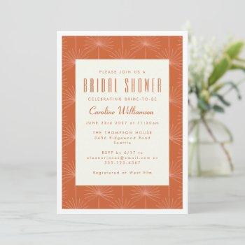 modern boho palm leaf rust botanical bridal shower invitation