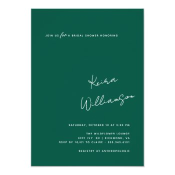 Modern Bold Emerald Green And Gold Bridal Shower Foil Invitation Front View