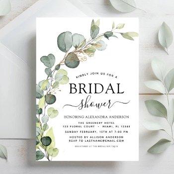 modern botanical eucalyptus boho bridal shower invitation