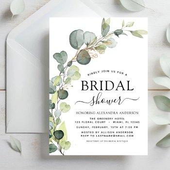 modern bridal shower botanical eucalyptus boho invitation