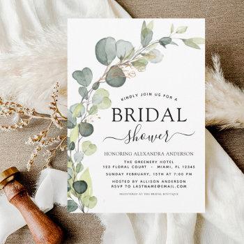 modern bridal shower botanical eucalyptus boho invitation