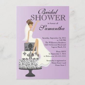 modern brunette   bride bridal shower invitation