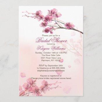 modern cherry blossom bridal shower invitation