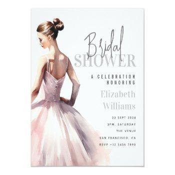 Modern Chic Ballet Bridal Shower Budget Invitation Front View