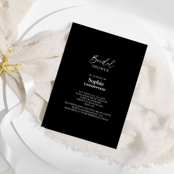 modern classic simple black wedding bridal shower invitation