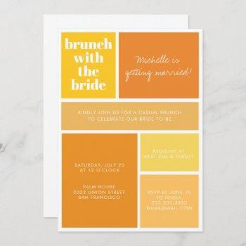 modern color block yellow orange bridal shower invitation