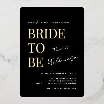 modern contemporary black and gold bridal shower foil invitation