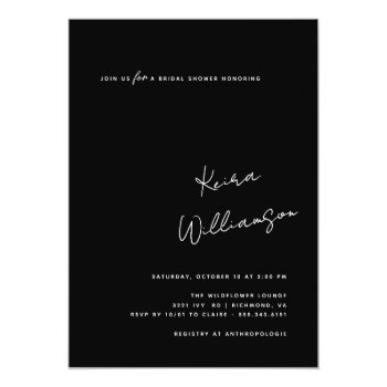 Modern Contemporary Black And Gold Bridal Shower Foil Invitation Front View