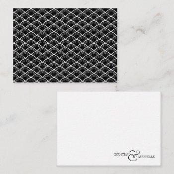 modern couple black scallop wedding stationery note card