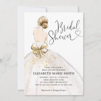 modern elegant bride wedding gown bridal shower invitation