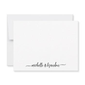 modern elegant chic couple script names stationery note card