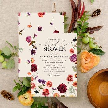 modern fall floral garden terracotta bridal shower invitation