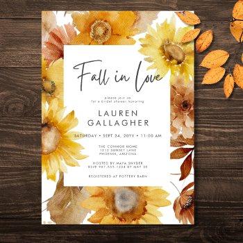 modern fall in love sunflower floral bridal shower invitation