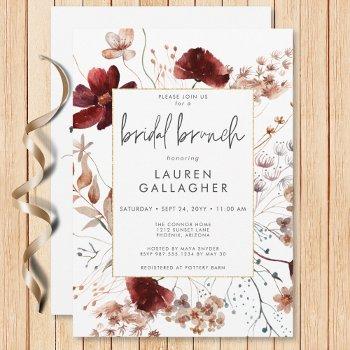 Modern Fall Rust Wildflower Frame Bridal Brunch Invitation Front View