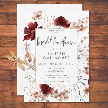 modern fall rust wildflower frame bridal luncheon invitation