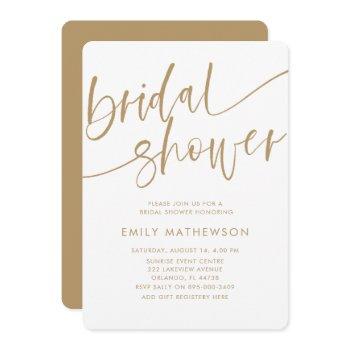 modern faux gold typography bridal shower invitation
