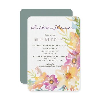 modern floral pastel bridal shower invitation