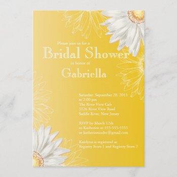 modern floral yellow daisy bridal shower invitation