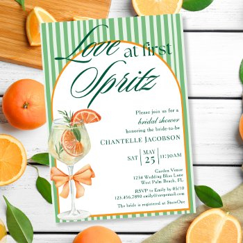modern fresh love at first spritz bridal shower  invitation