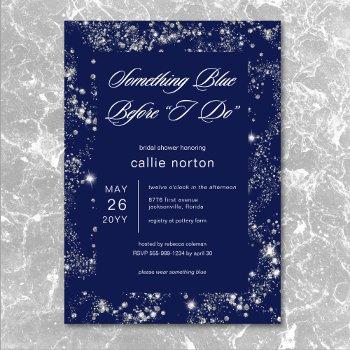 modern glam diamond something blue bridal shower invitation