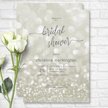 modern glamourous gold glitter bridal shower invitation