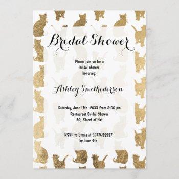 modern gold cats pattern bridal shower invitation