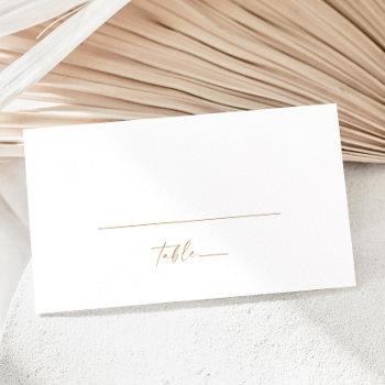 Modern Gold Script Flat Wedding Place Card Front View