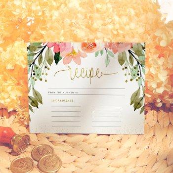 modern gold script & flowers bridal shower recipe 