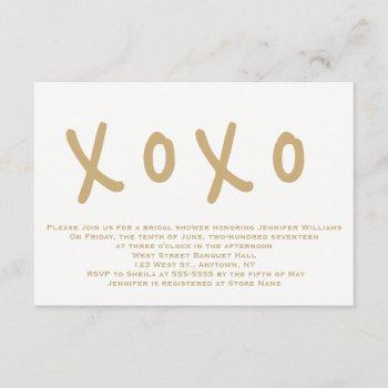 modern gold xoxo bridal shower invitations