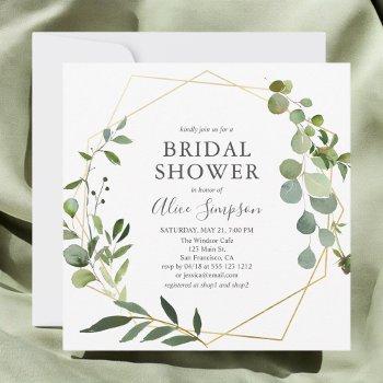 modern greenery eucalyptus bridal shower invitation