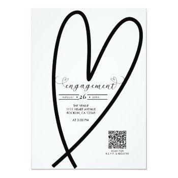 Modern Hearts Black White Minimal Love Engagement Front View