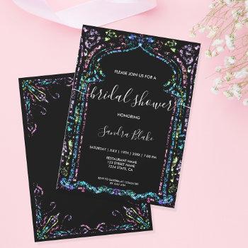 modern holographic ornament indian bridal shower invitation