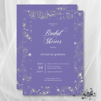 modern lavender glam diamond frame bridal shower invitation