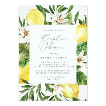 Modern Lemon Garden Couples Shower Invitation Front View