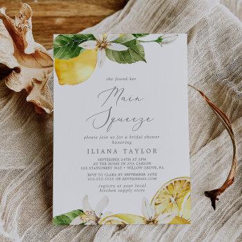 modern lemon garden main squeeze bridal shower invitation