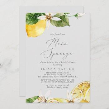 modern lemon | gray main squeeze bridal shower invitation