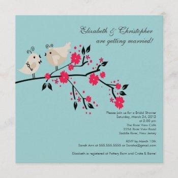 modern love birds bridal shower invitation