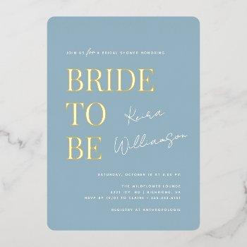 modern minimal | dusty blue and gold bridal shower foil invitation