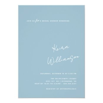 Modern Minimal | Dusty Blue And Gold Bridal Shower Foil Invitation Front View