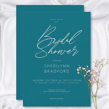 modern minimal teal bridal shower invitation