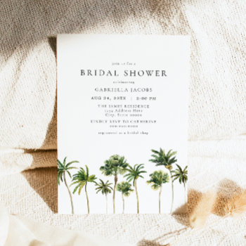 modern minimal tropical beach palm bridal shower invitation