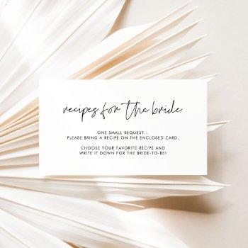 modern minimalist bridal shower recipe request enclosure card