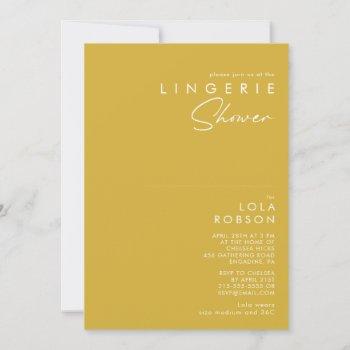 modern minimalist gold lingerie shower invitation